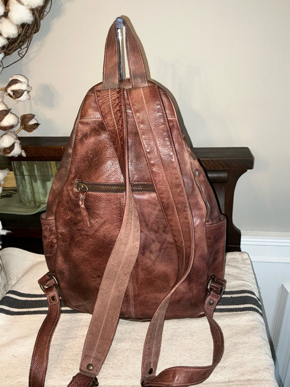Bed Stu Leather Tommie Backpack Teak Rustic MSRP $345 - Picture 2 of 11